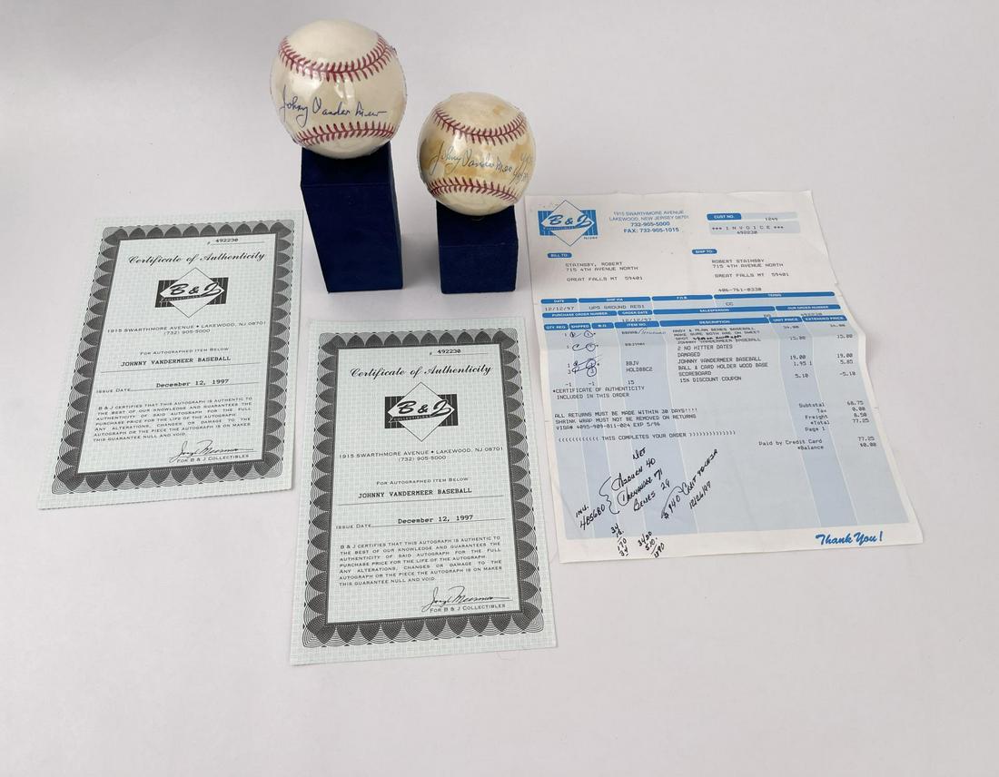 Johnny Vander Meer Autographed Baseballs (1 of 5)