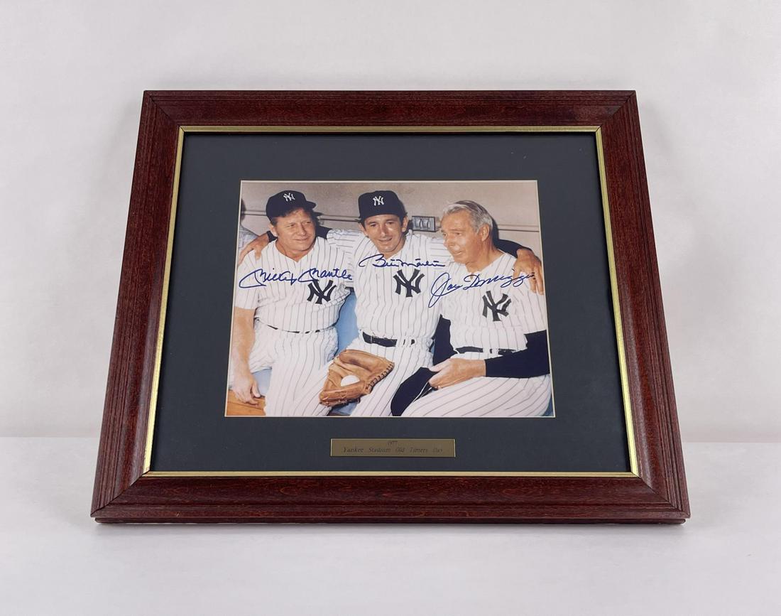 Joe Dimaggio Mickey Mantle Signed Baseball Photo (1 of 4)