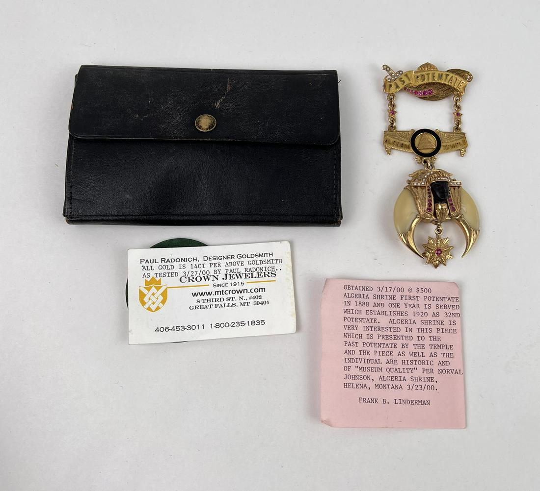 Frank B Linderman Montana Shriner 14k Badge (1 of 5)