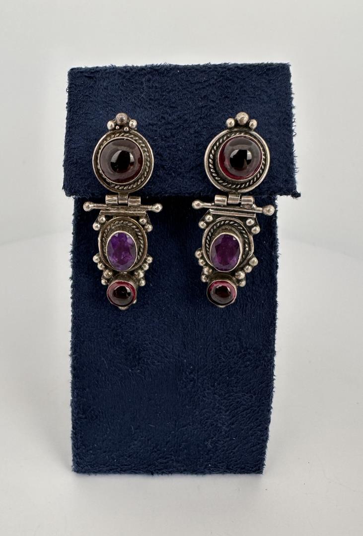 Garnet Amethyst Sterling Silver Earrings (1 of 4)