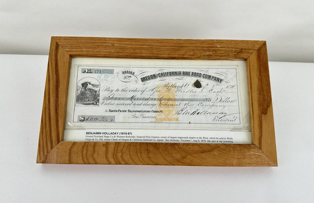 Benjamin Holladay Signed Railroad Check (1 of 4)