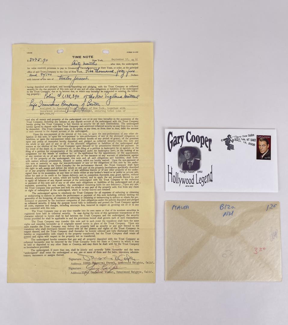 Gary Cooper Signed Document (1 of 4)
