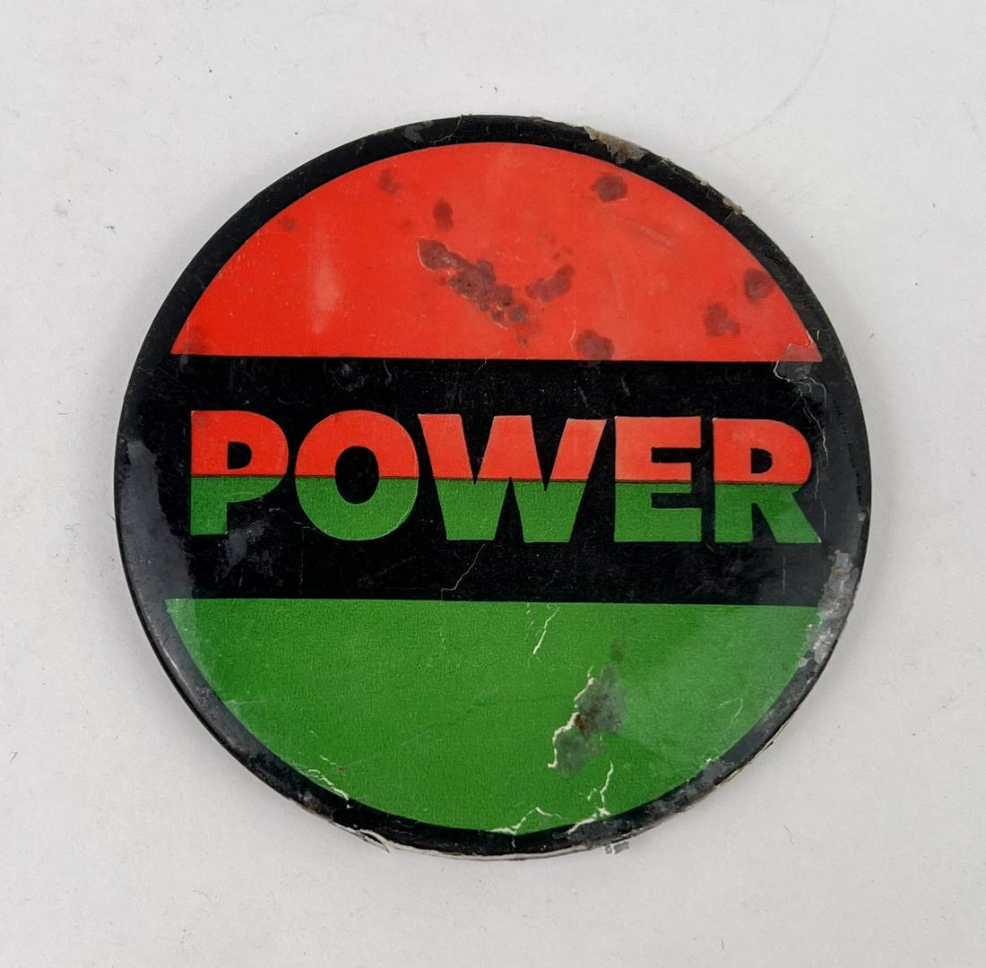 Original Vietnam War Black Power Black Panther: Rare, Original Pinback Button. 3.25" diameter. Red, green, black.