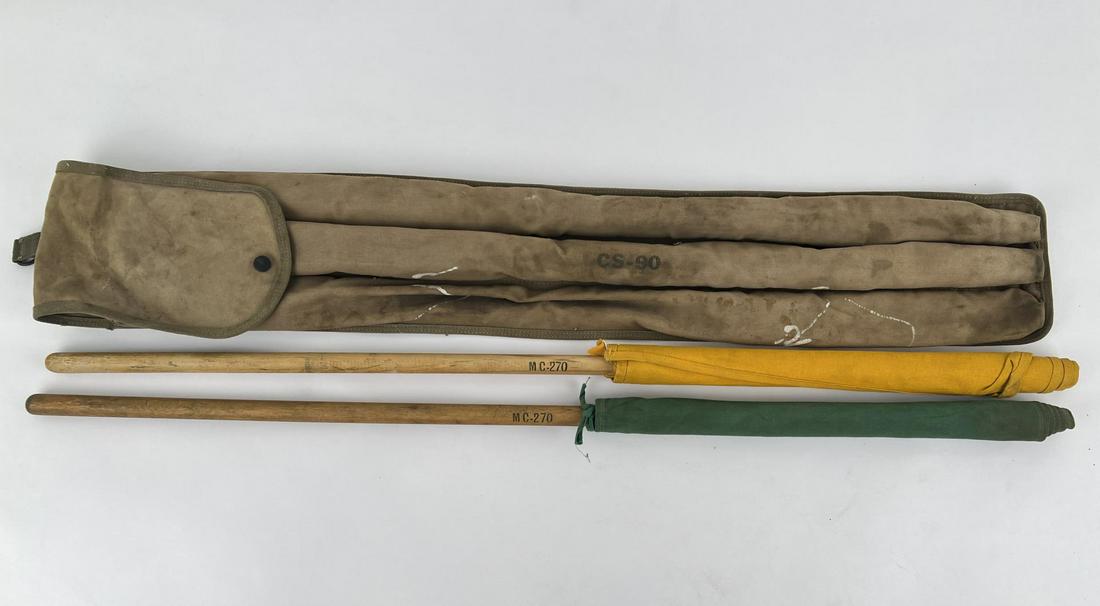 WW2 Red Green Yellow Signal Corps Flags: Nice set.