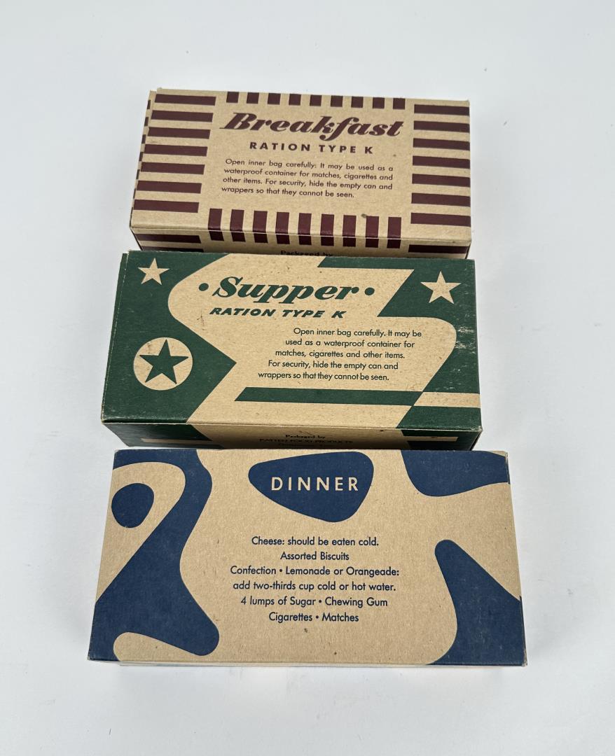 Reproduction Set of WW2 K Ration Boxes Camo: Reproduction.