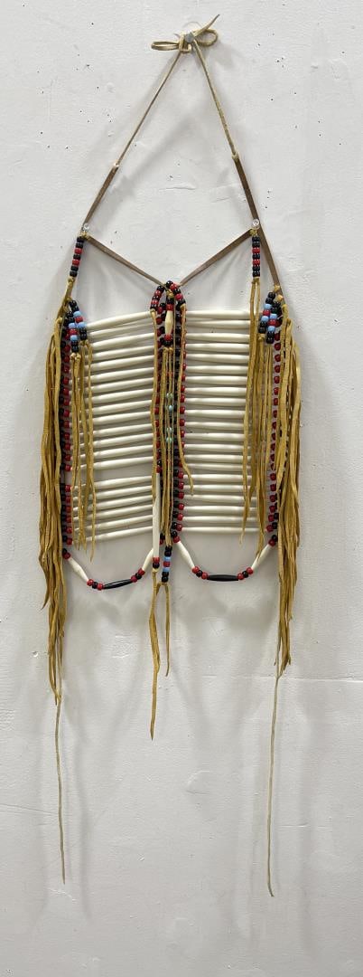 Plains Indian Bone Hair Pipe Breastplate: One damaged spot as shown.