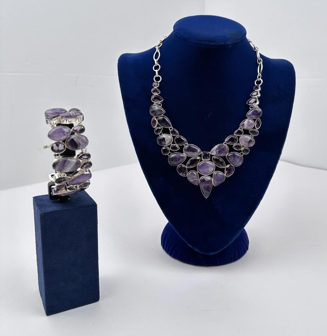 Sterling Silver Amethyst Bracelet and Necklace (1 of 4)