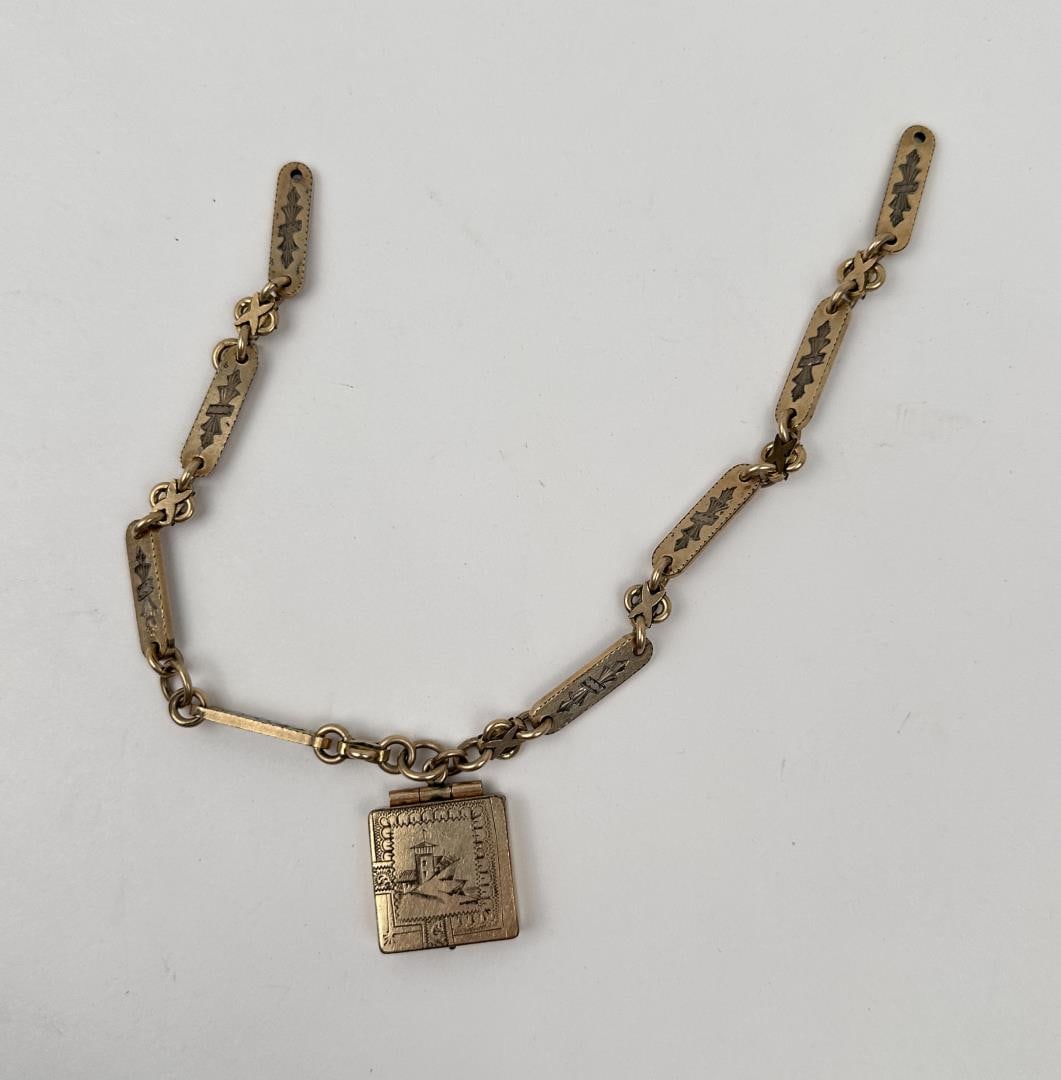 Victorian Gold Filled Watch Fob Locket: 7 1/8" long.