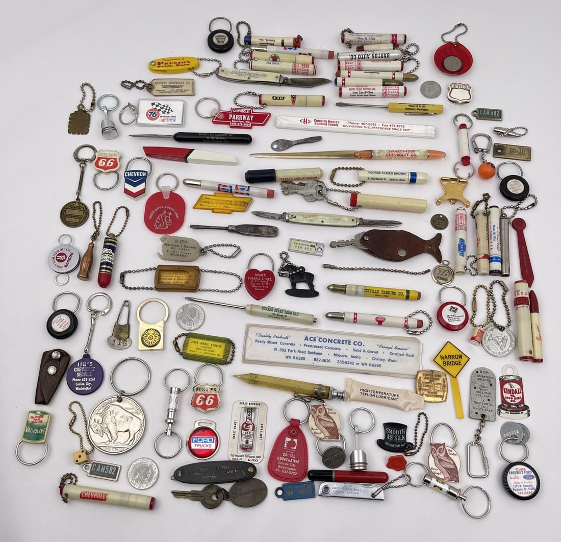 Collection of Automotive Advertising Keychains: Very nice large grouping.