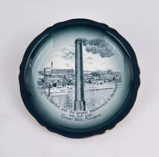 B&M Smelter Great Falls Montana Plate: 7 1/2" in diameter. Buffalo Pottery.