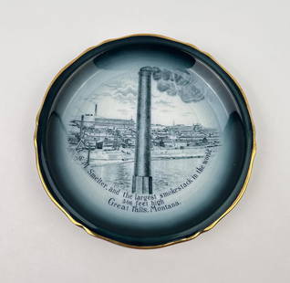 B&M Smelter Great Falls Montana Plate: 7 1/2" in diameter. Buffalo Pottery.