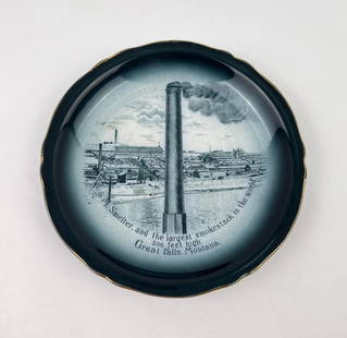 B&M Smelter Great Falls Montana Plate: 7 1/2" in diameter. Buffalo Pottery.