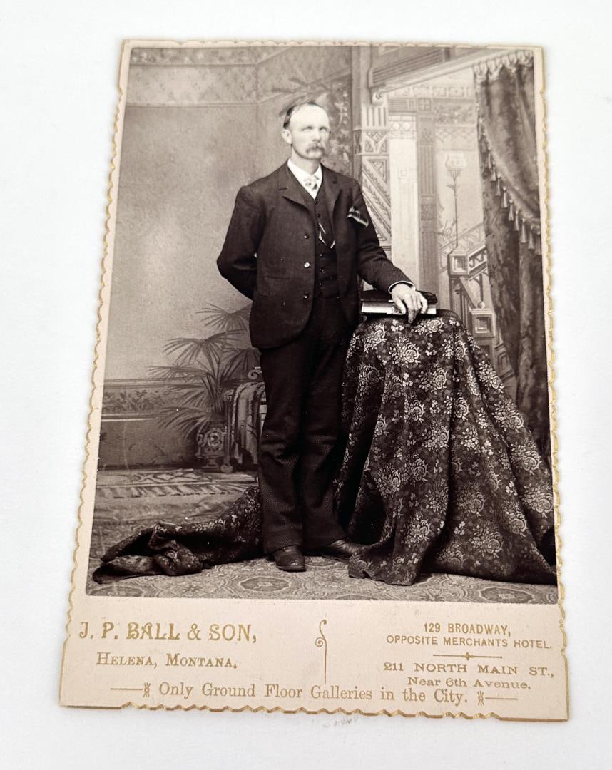 J.P. Ball Montana Black Photographer Cabinet Photo: 6 1/2" by 4 1/4". Helena Montana. James Presley Ball, Sr. (1825 – May 4, 1904) was a prominent African-American photographer, abolitionist, and businessman.