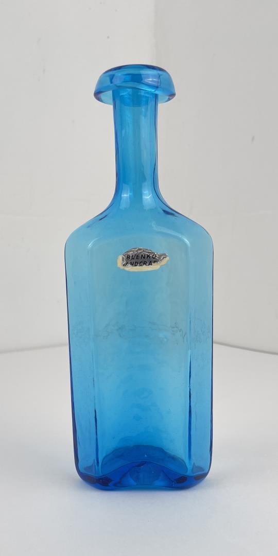 Blenko Art Glass Blue Architectural Vase (1 of 7)