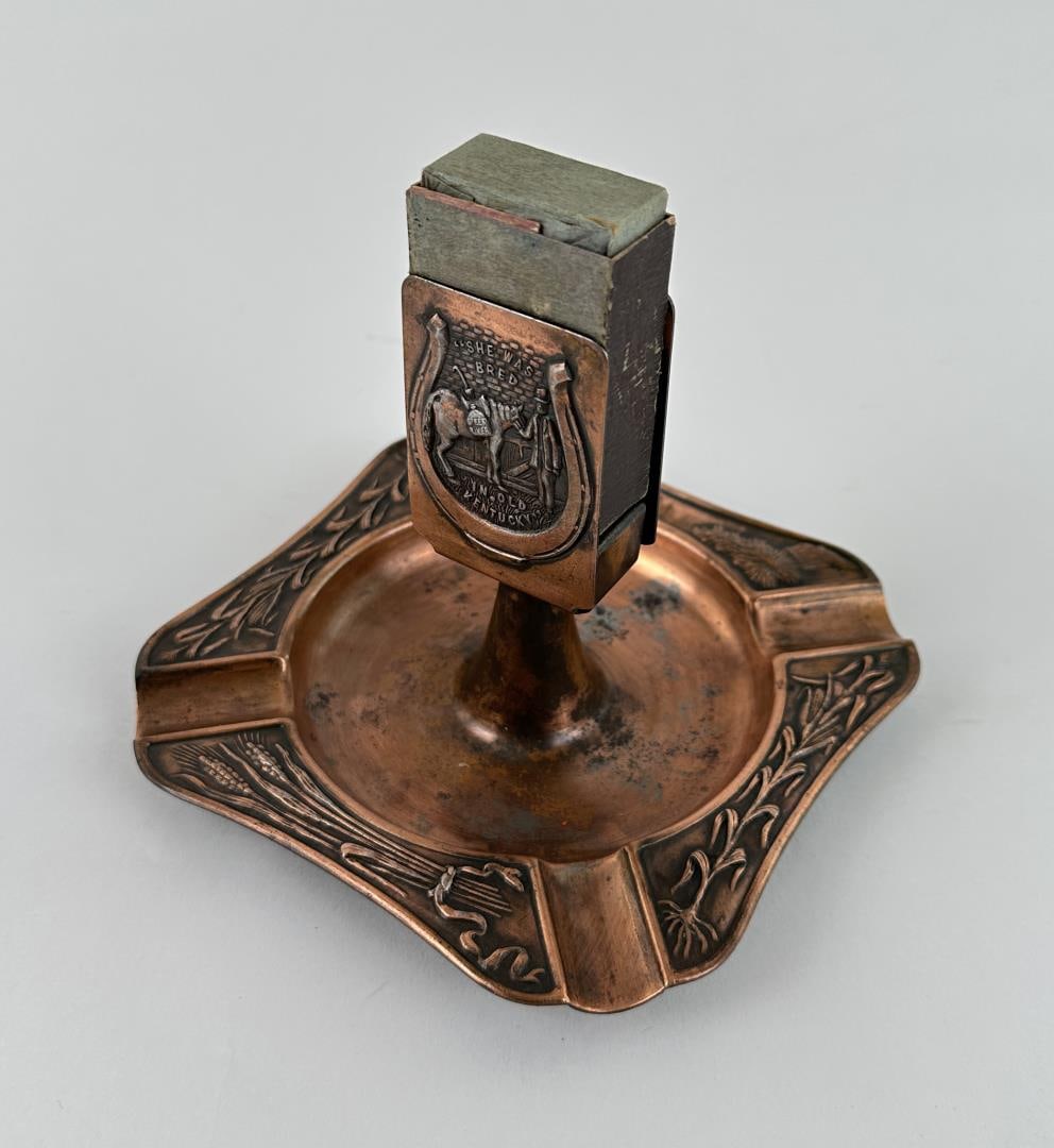 Green River Distilling Ashtray Match Holder: 4 1/2" diameter, 5" tall.