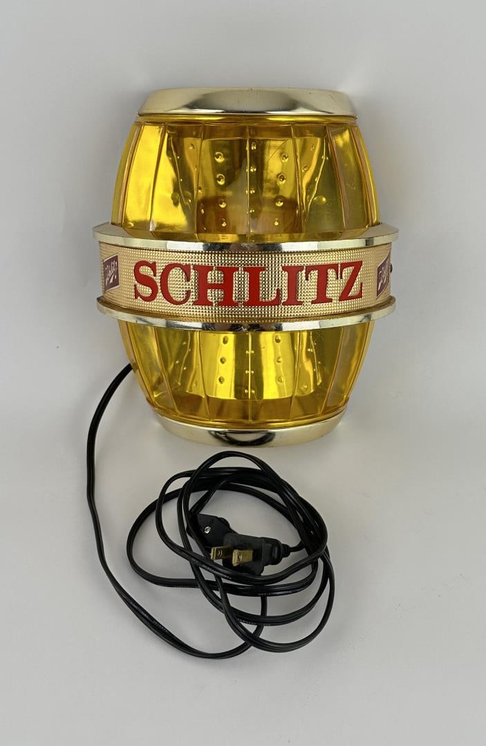 Schlitz Beer Barrel Bar Light: Not tested. In need of wiring work as shown. 8 1/2" long.
