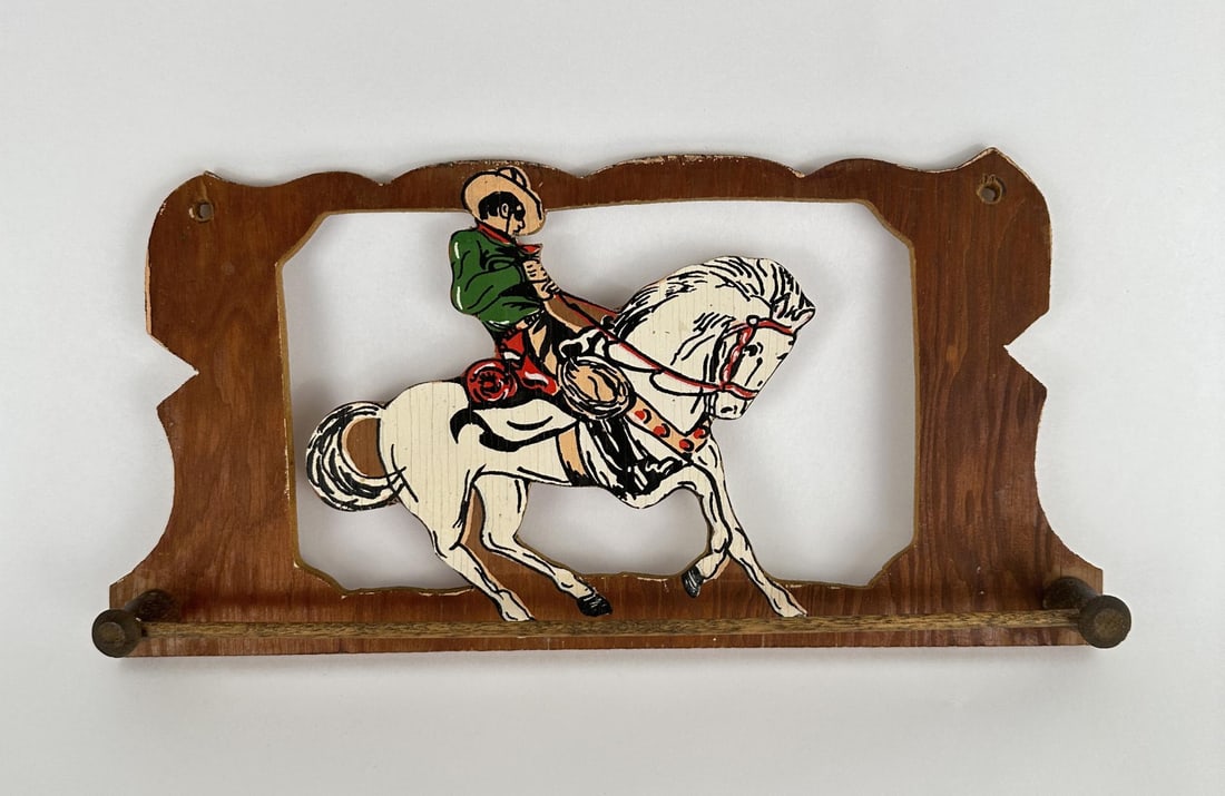 Lone Ranger Wood Tie Coat Rack: 12" long, 6" tall.