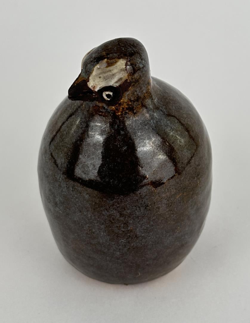 Val Knight Studio Pottery Stoneware Figure Montana: 5 3/4" tall, 3 3/4" in diameter. Val Knight is active/lives in United States. Val Knight is known for Sculpture.