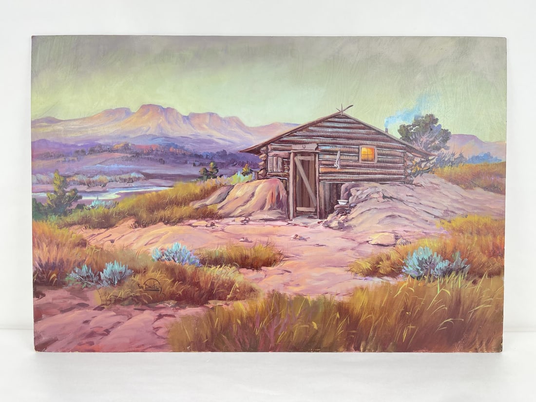 Ron Bailey Montana Log Cabin Painting (1 of 5)