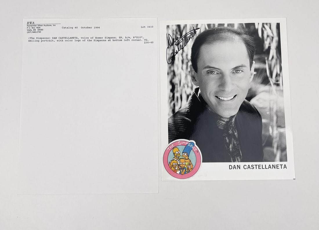 Dan Castellaneta The Simpsons Autographed Photo: Nice example.