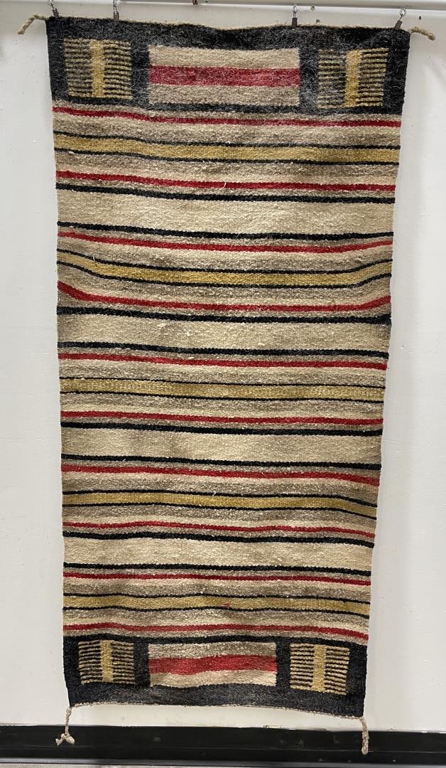 Navajo Indian Saddle Blanket Rug: 29" by 61".