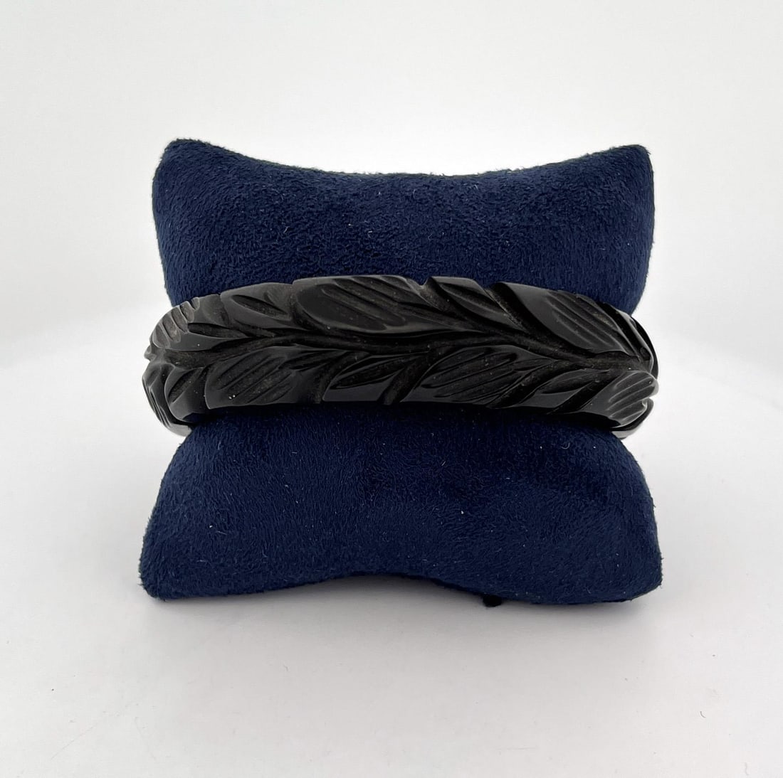 Thick Black Carved Bakelite Bangle Bracelet: 3 1/4" diameter, 5/8" thick.