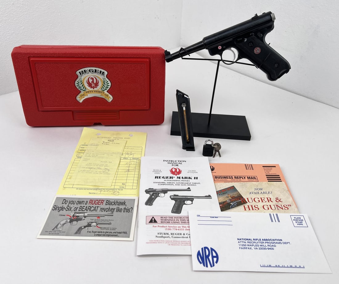 Ruger Mark II MK450 1999 .22 LR Pistol: Never fired in original box. 6" barrel. Requires FFL Transfer. No sales to Hawaii, Washington, Illinois.