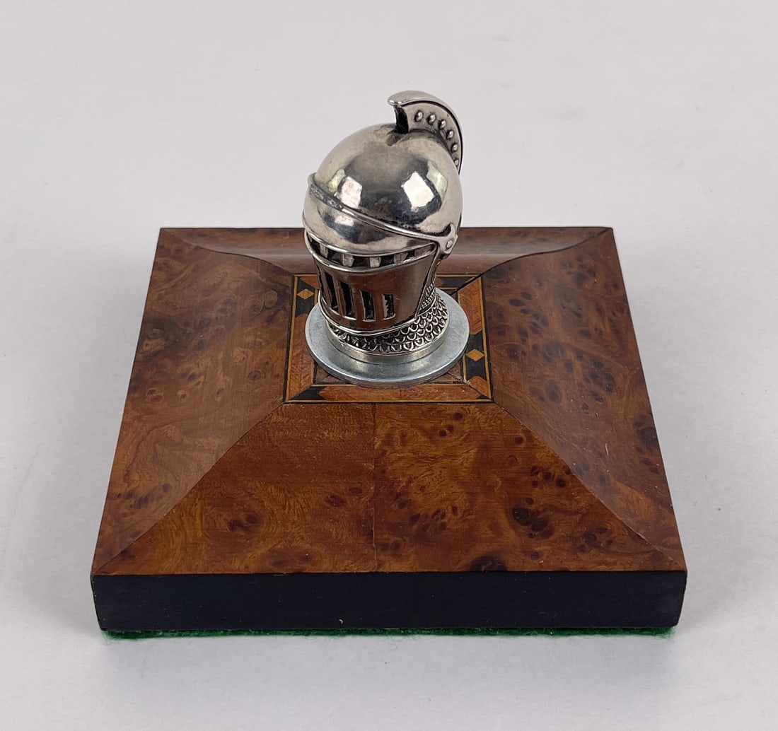 Willys Knight Mascot Hood Radiator Cap Ornament: 4 1/4" long, 4 1/4" wide, 3 1/4" tall.