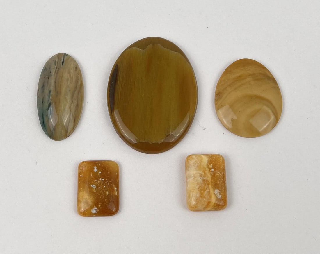 Group of Fossil Mammoth Cabochons: 5 total. Combined weight 37 grams.