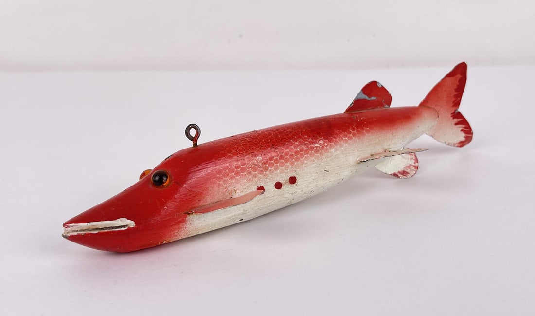 Handmade Fish Spearing Decoy: 10" long.