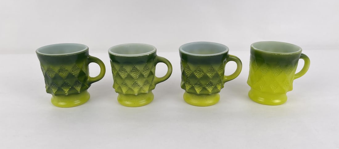 Fire King Kimberly Green Mugs: Nice set.