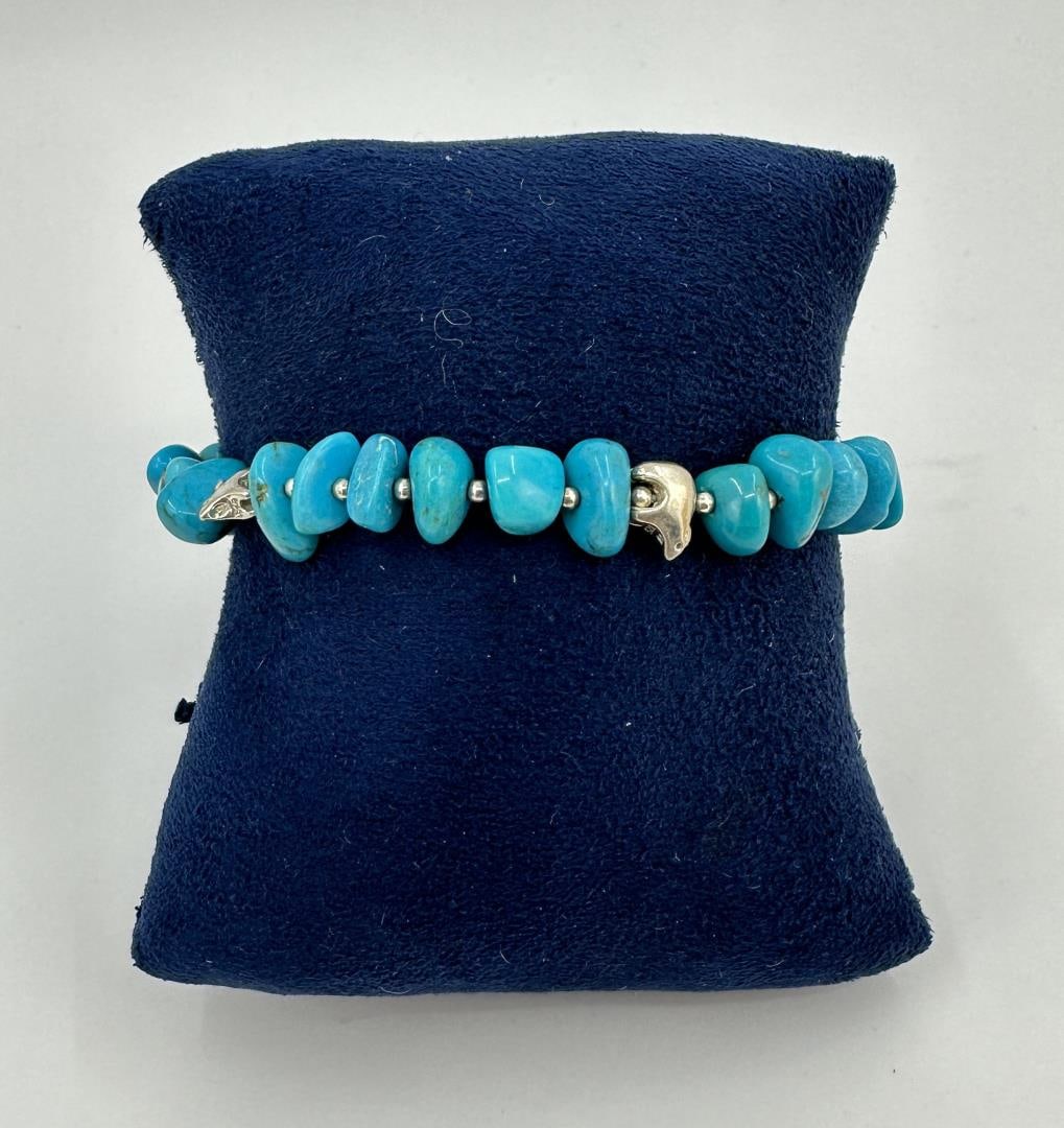 Zuni Silver Turquoise Bear Fetish Bracelet (1 of 4)