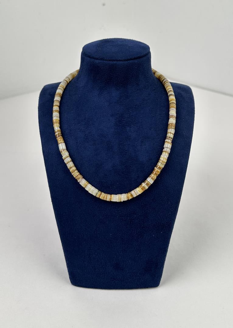 Native American Indian Heishi Necklace: 8" long.