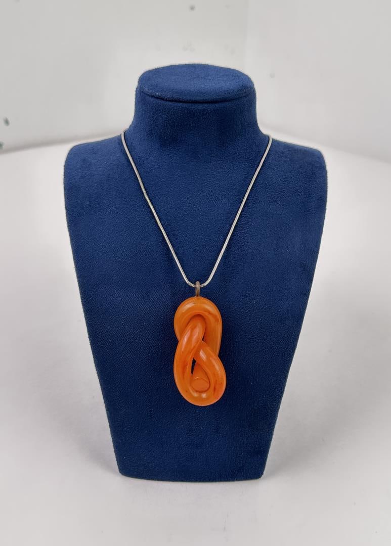 Orange Bakelite Knot Necklace (1 of 3)