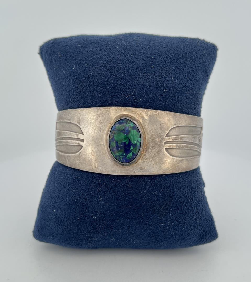 D.Dennis Azurite Malachite Sterling Bracelet (1 of 4)