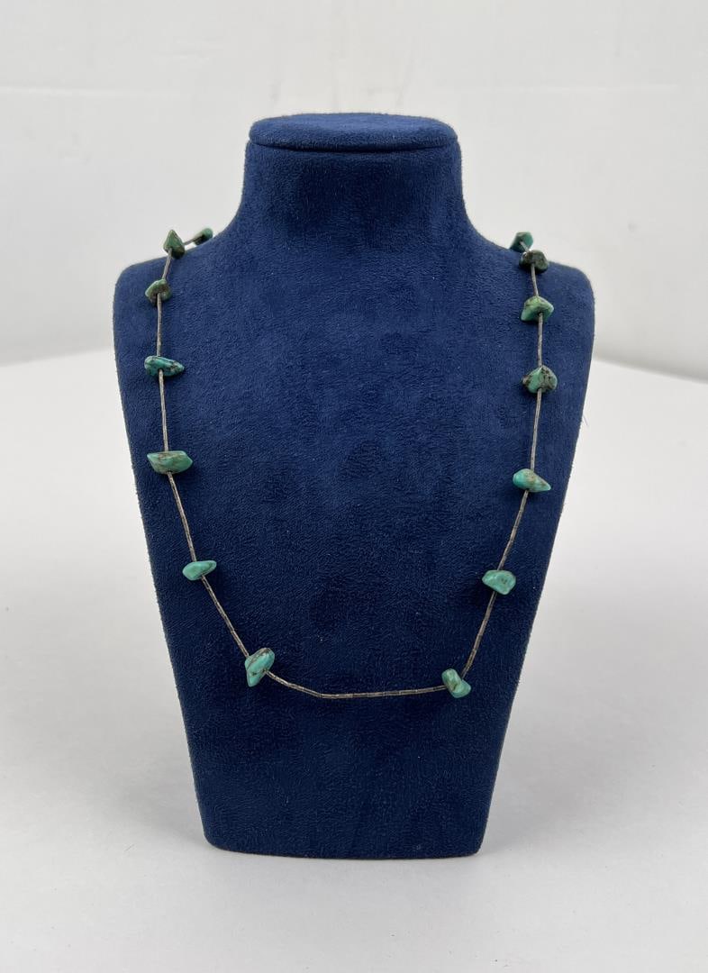 Navajo Liquid Silver Turquoise Necklace (1 of 4)