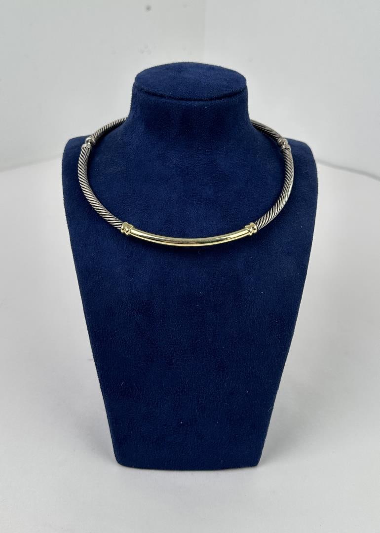 14K Gold & Sterling Silver Collar Necklace (1 of 5)