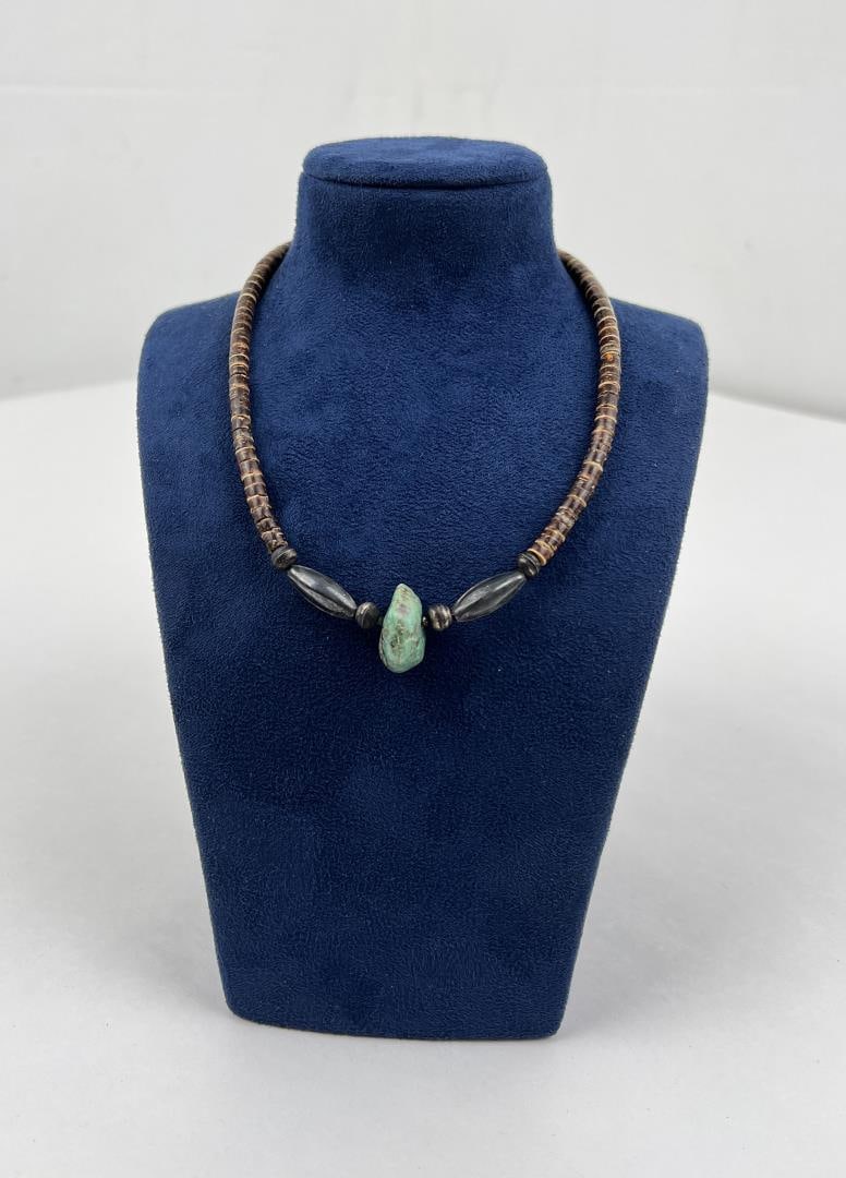 Zuni Indian Heishi Turquoise Necklace: Closed length 7 1/2".