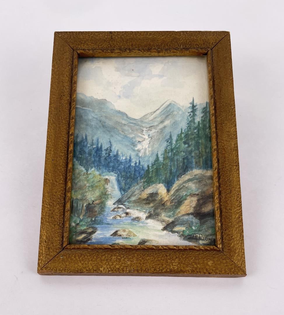 Antique Watercolor Painting Signed A. Bowman: 5 1/4" by 7 1/4" framed.