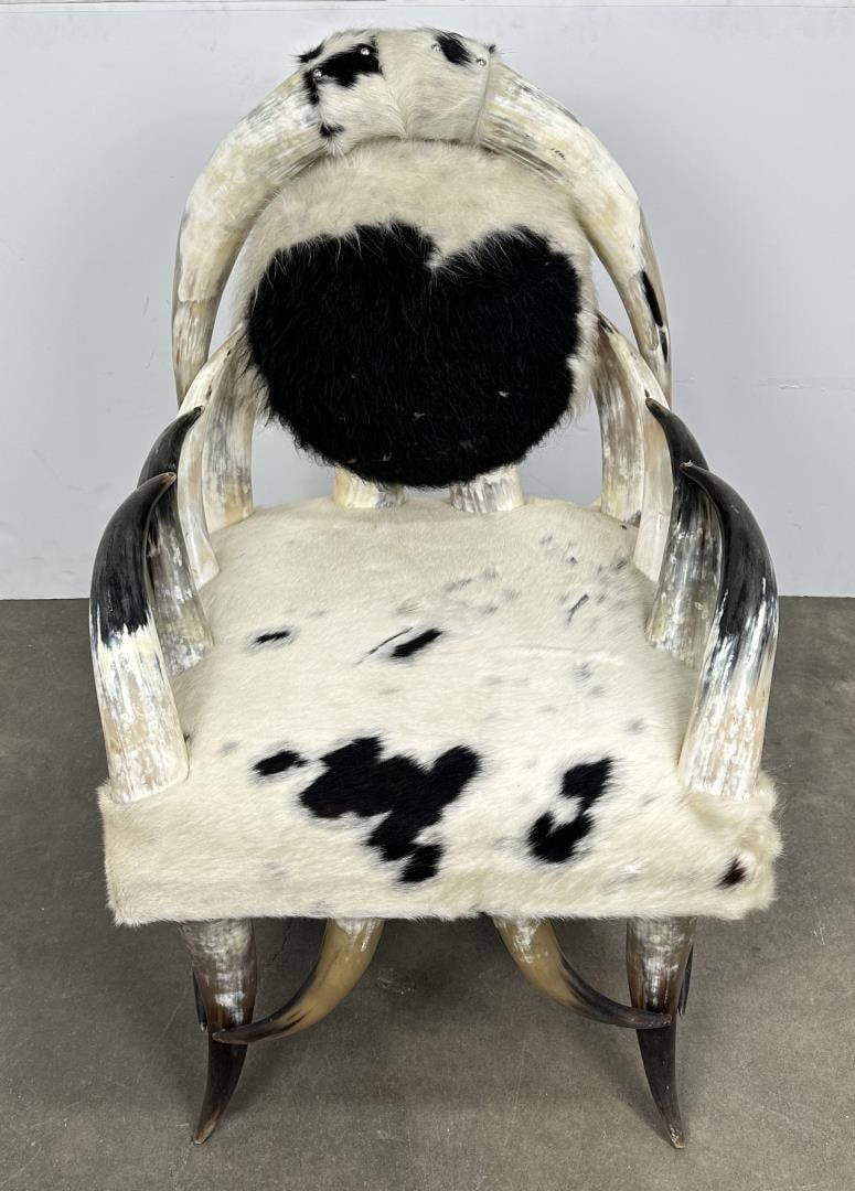 Cowboy Steer Horn Cowhide Chair (1 of 6)