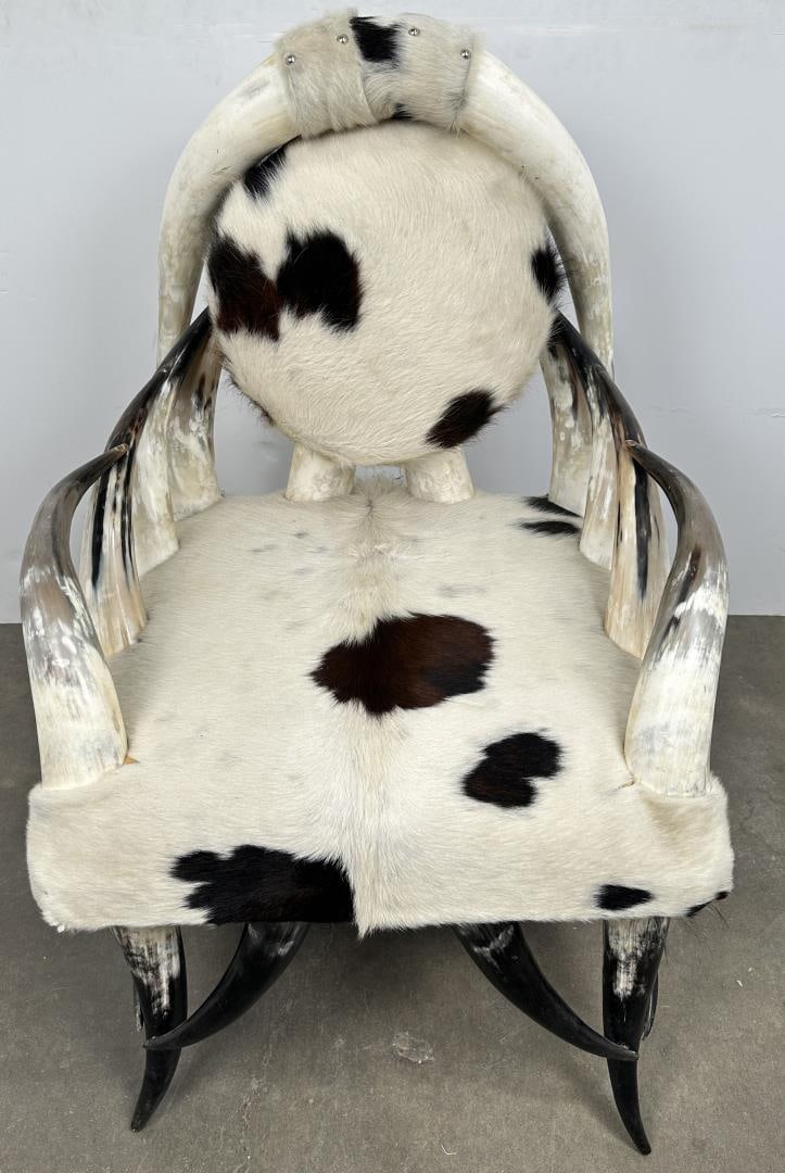 Cowboy Steer Horn Cowhide Chair (1 of 7)