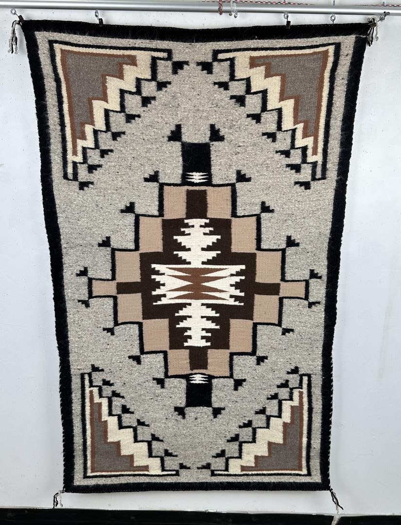 Navajo Indian Two Grey Hills Blanket Rug Auction