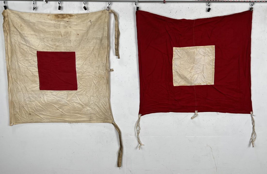 Pair of WW2 US Signal Flags: 24" by 21".