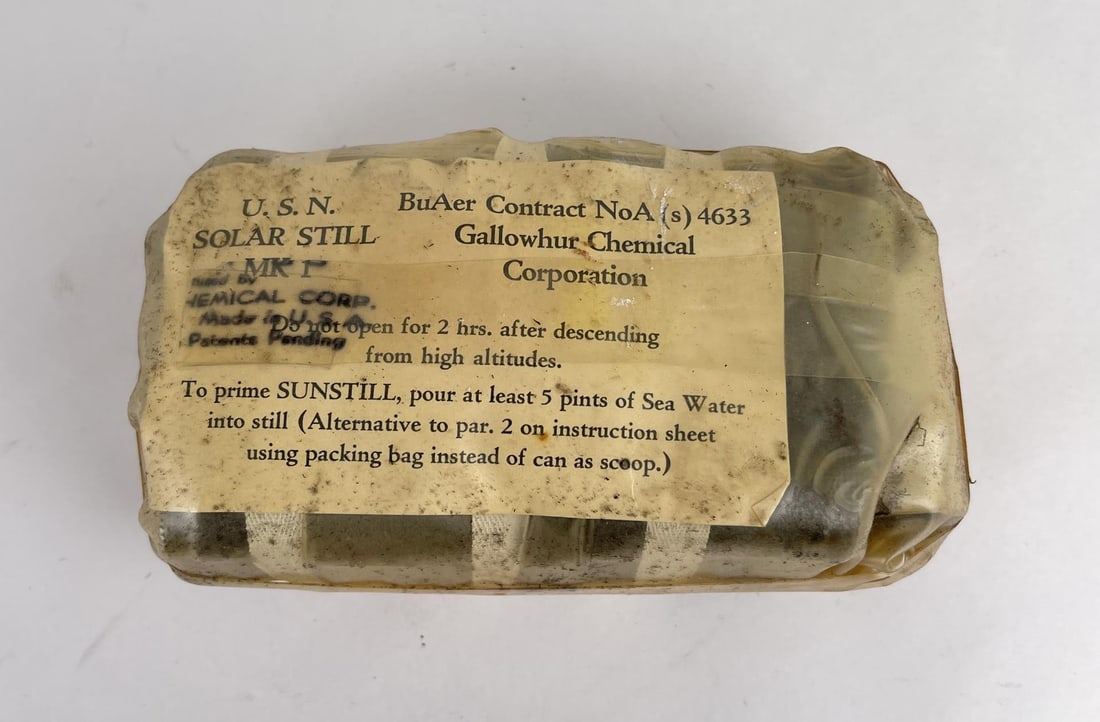 WW2 US Navy Pilot Solar Still Life Raft Kit: Nice example
