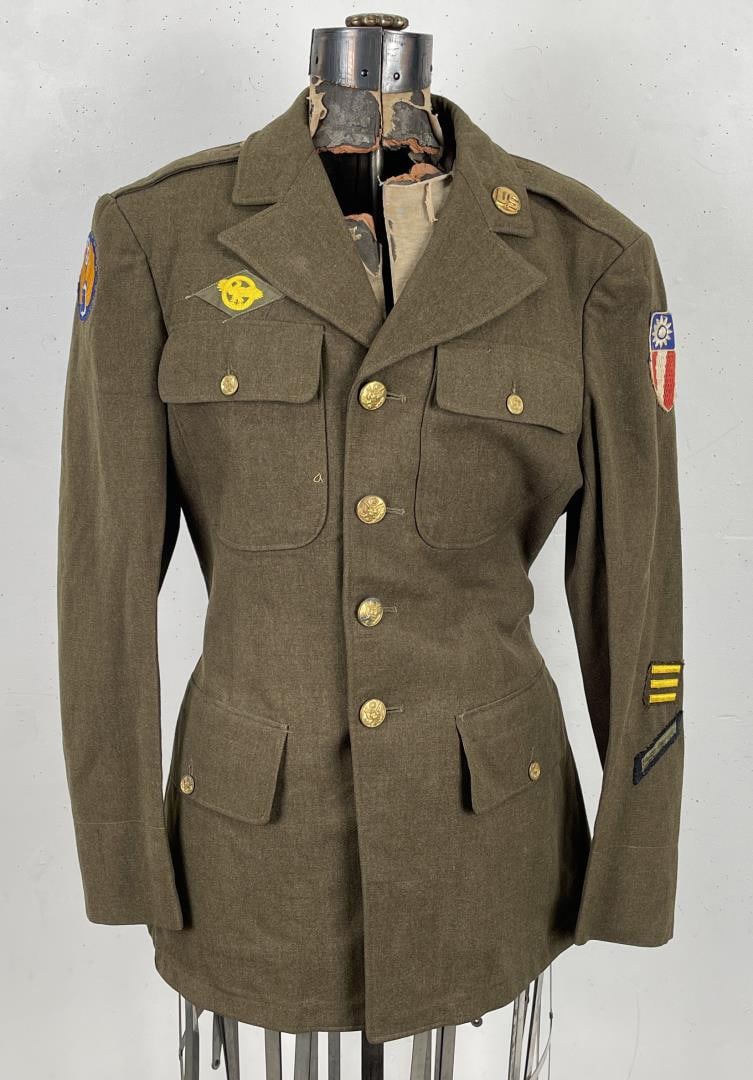 WW2 Eisenhower IKE Jacket US Army CBI: Very nice uniform with CBI shoulder patch. 10th Air Force. 1943 dated, size 37R.