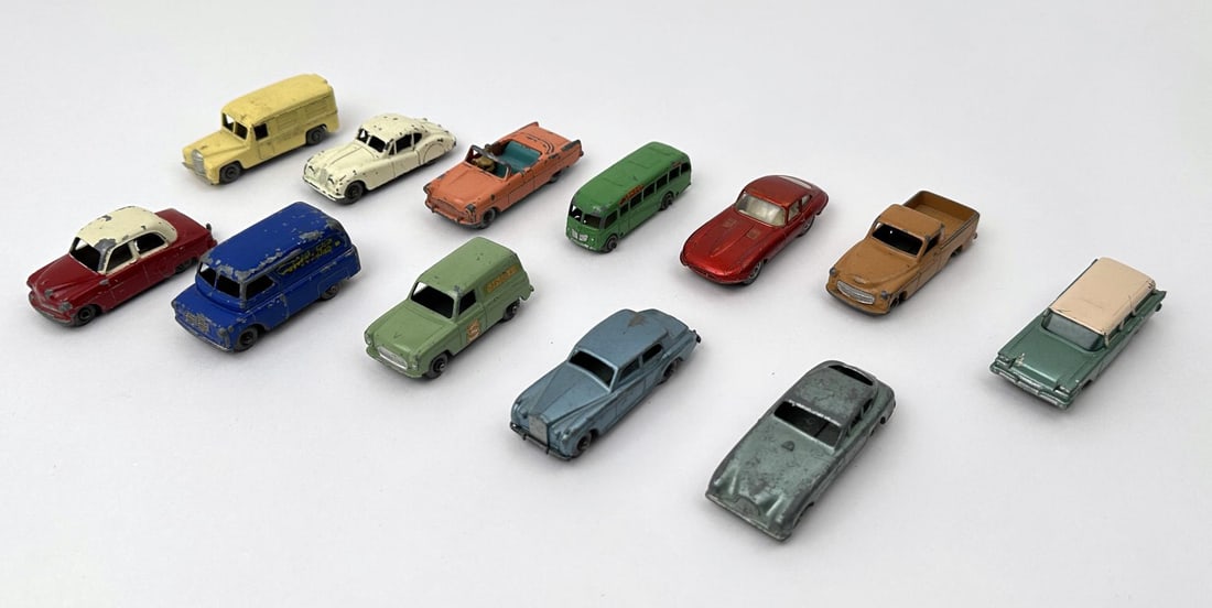 Collection of Lesney Grey Wheel Cars: 12 total