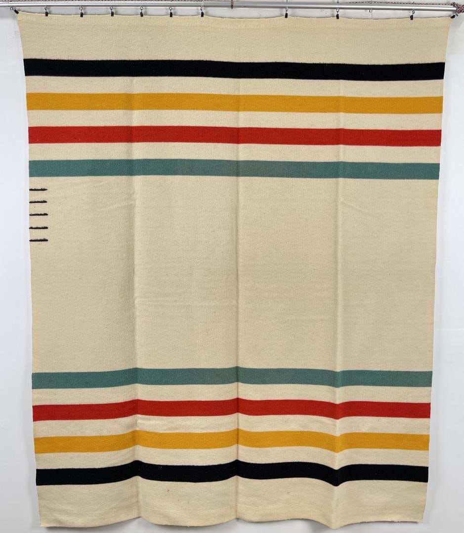 Hudsons Bay Style Wool Trade Blanket: 87" by 70 1/2". 5 point.