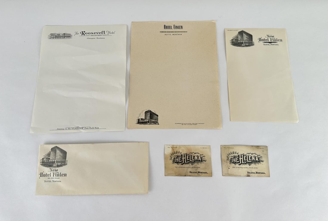 Collection Montana Hotel Ephemera: 6 pieces. Finlen, The Helena, The Roosevelt.