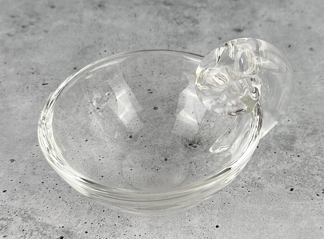 Steuben Snail Art Glass Bowl: 5" diameter, 3 5/8" tall.