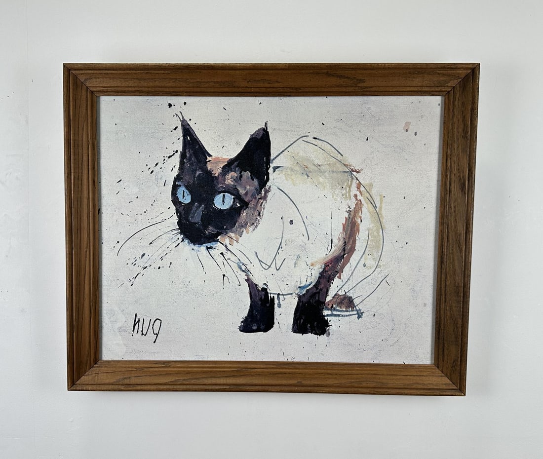 Fritz Rudolf Hug Siamese Cat Print on Canvas: 25 1/2" by 32" framed.